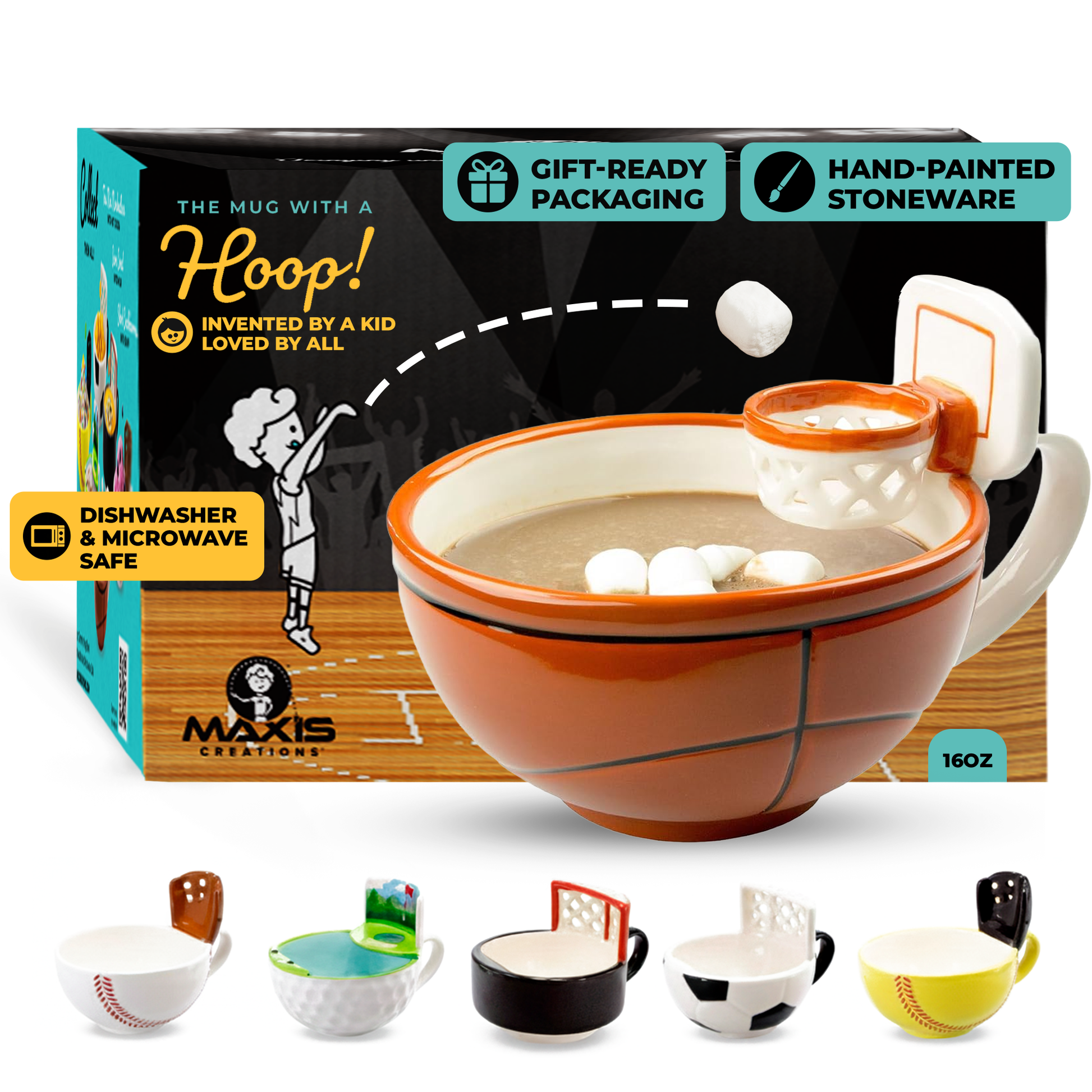 Basketball-themed The Mug with a Hoop's packaging - gift ready