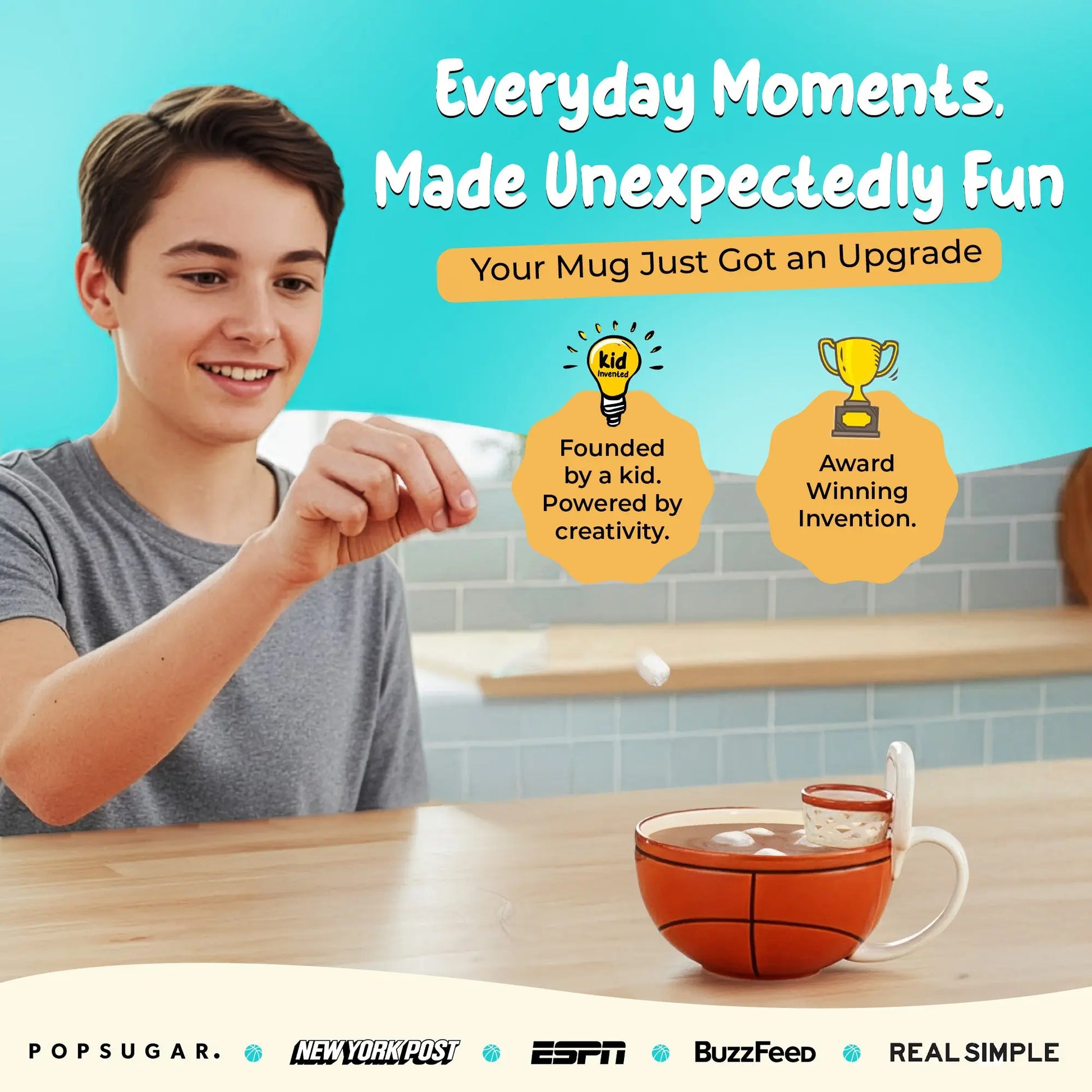 MAX’IS Creations' Basketball Mug isn’t just a mug — it’s an experience! Toss snacks into the hoop: Mini-marshmallows, cereal, crackers, veggies, or other fun snacks
Makes mealtimes fun: Kids are excited to eat breakfast before school or enjoy snacks 
Brings unexpected joy to everyday moments: Turns snacks into playful, memorable experiences 
Bonding time: Encourage family interaction with playful mini trick shots 
Gift-ready packaging: Comes in a colorful, story-telling box perfect gift for sports fans.