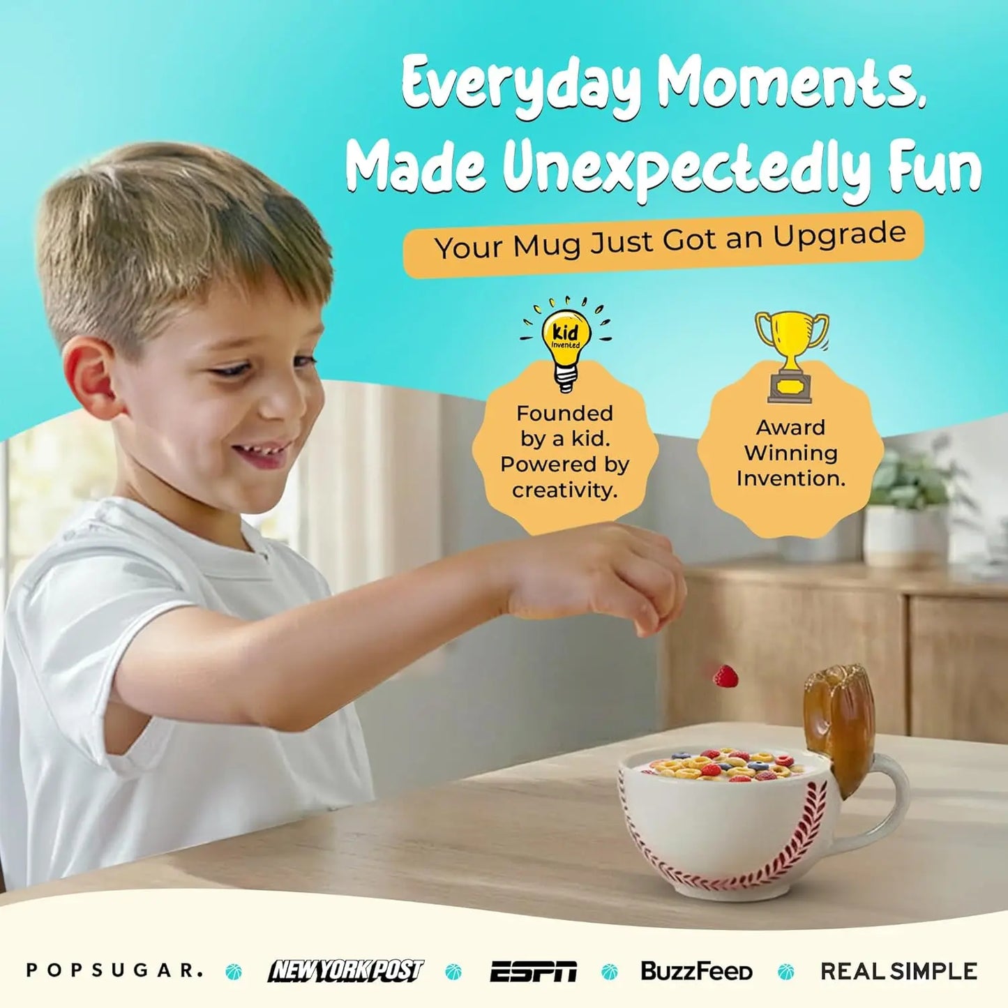 MAX’IS Creations Baseball Mug isn’t just a mug — it’s an experience! Toss snacks into the glove: Mini-marshmallows, cereal, crackers, veggies, or other fun snacks. Makes mealtimes fun: Kids are excited to eat breakfast before school or enjoy snacks. Brings unexpected joy to everyday moments: Turns snacks into playful, memorable experiences. Bonding time: Encourage family interaction with playful mini trick shots. Gift-ready packaging: Comes in a colorful, storytelling box, perfect gift for sports fans.