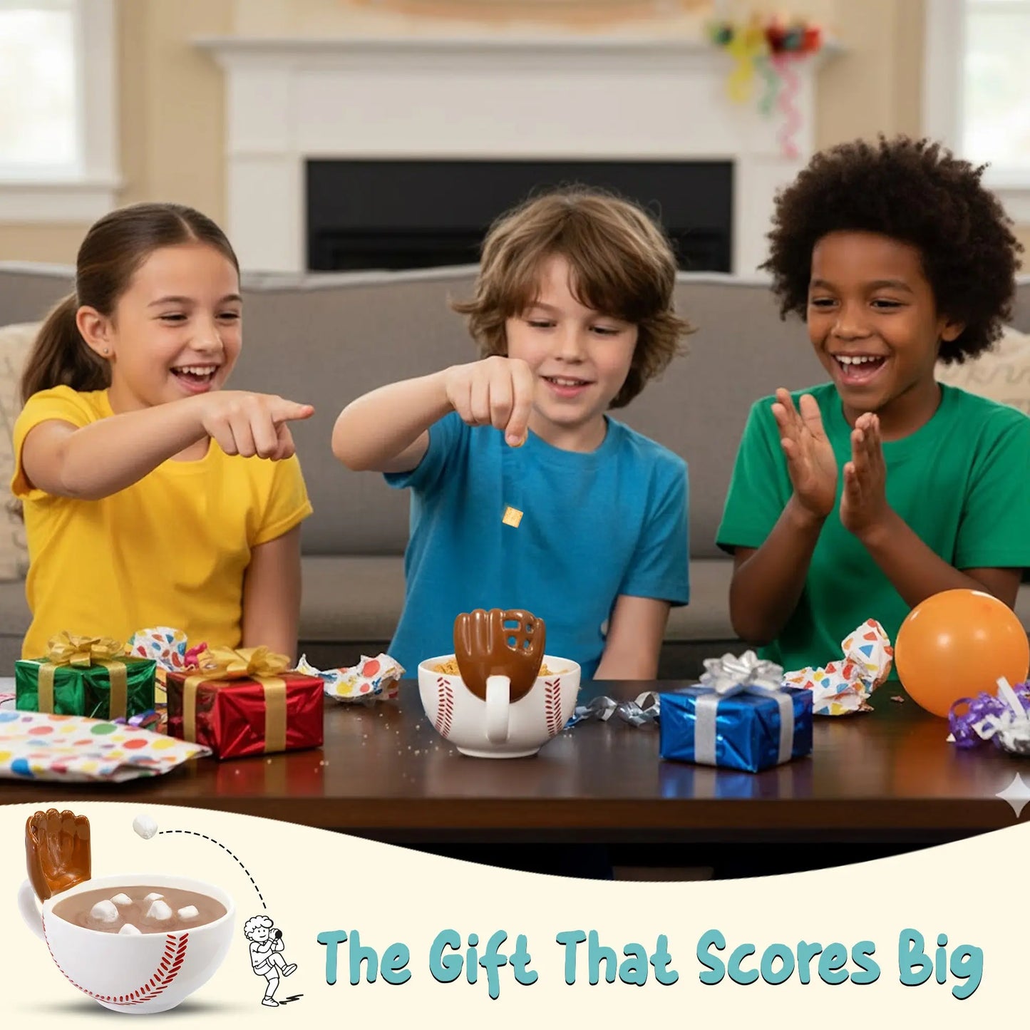 MAX’IS Creations Baseball Mug isn’t just a mug — it’s an experience! Toss snacks into the glove: Mini-marshmallows, cereal, crackers, veggies, or other fun snacks. Makes mealtimes fun: Kids are excited to eat breakfast before school or enjoy snacks. Brings unexpected joy to everyday moments: Turns snacks into playful, memorable experiences. Bonding time: Encourage family interaction with playful mini trick shots. Gift-ready packaging: Comes in a colorful, storytelling box, perfect gift for baseball fans.